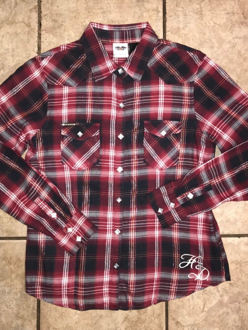 Women's Harley Davidson Snap Button Long Sleeve Shirt-Size M